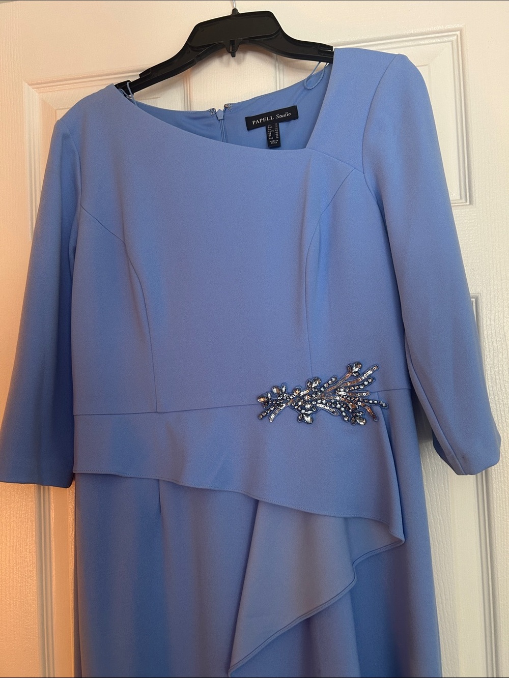 Women's Light Blue Embellished Asymmetrical Dress